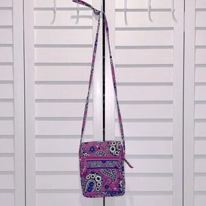 Vera Bradley purse purple white blue floral paisley print crossbody purse